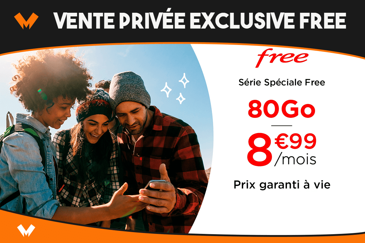 Forfait Free 8 99 à Vie Vente Privée Une vente privée Free Mobile exclusive propose 80 Go pour 8,99€/mois