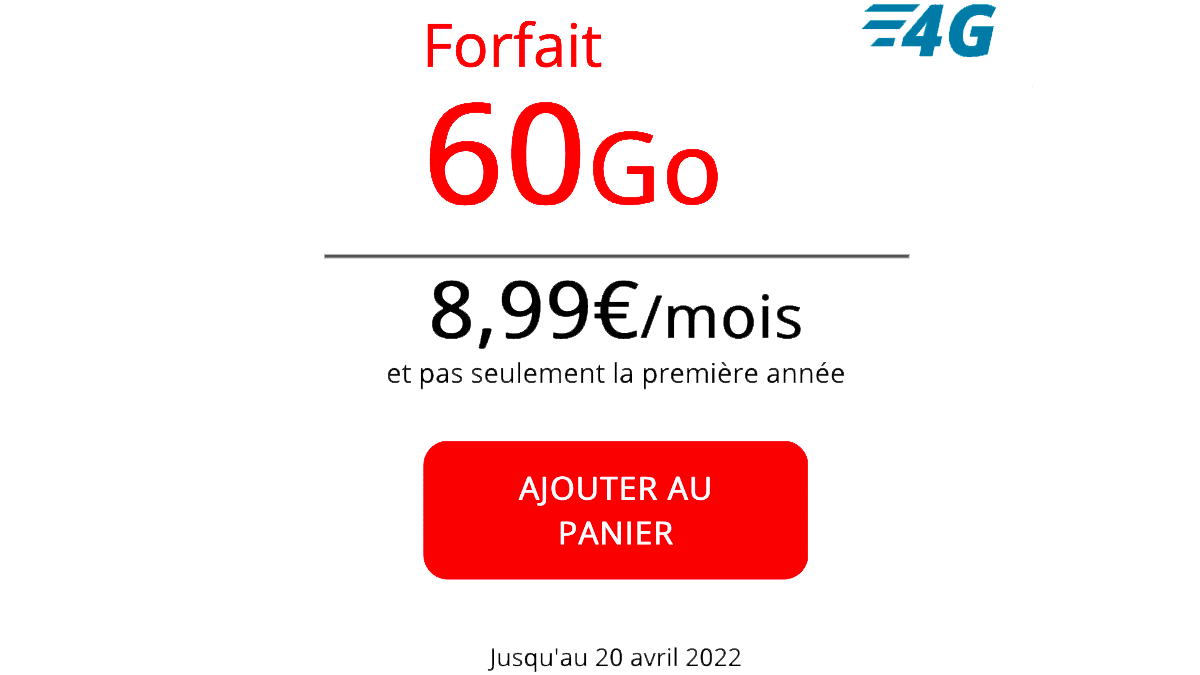 L'offre d'Auchan Telecom permet d'avoir 60 Go pour 8,99€