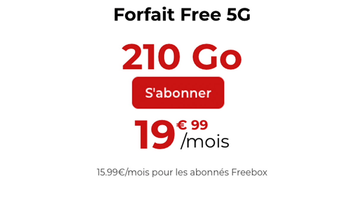 Forfait 5G Free Mobile