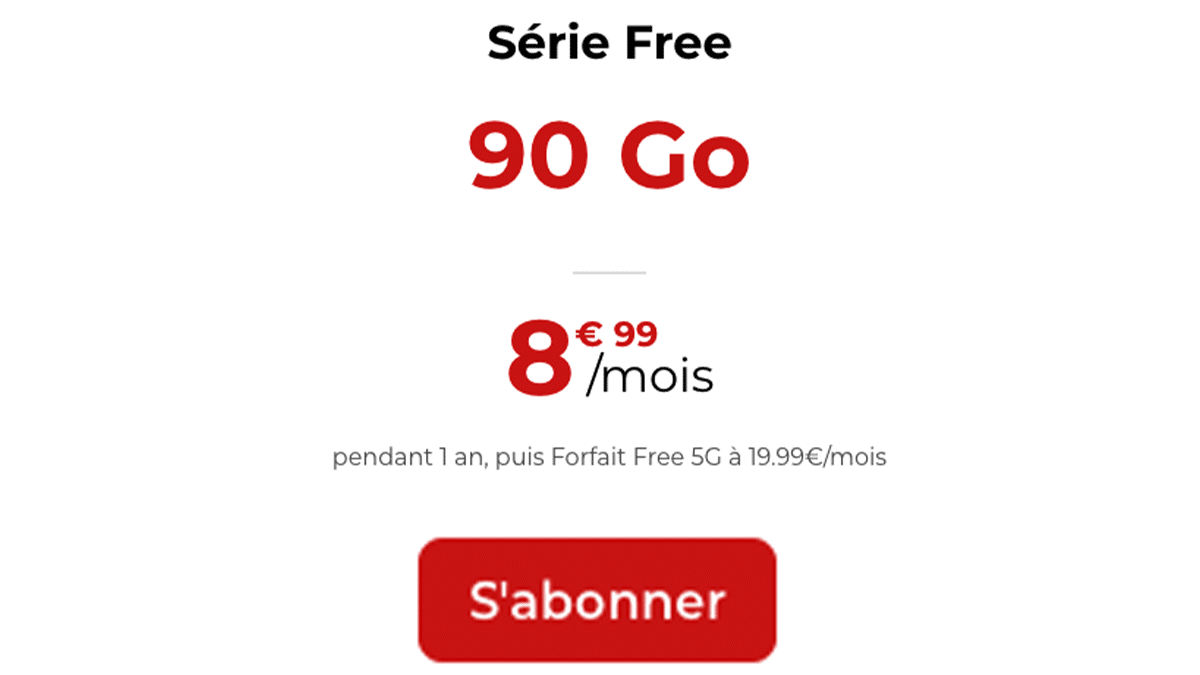 Forfait 90 Go Free Mobile