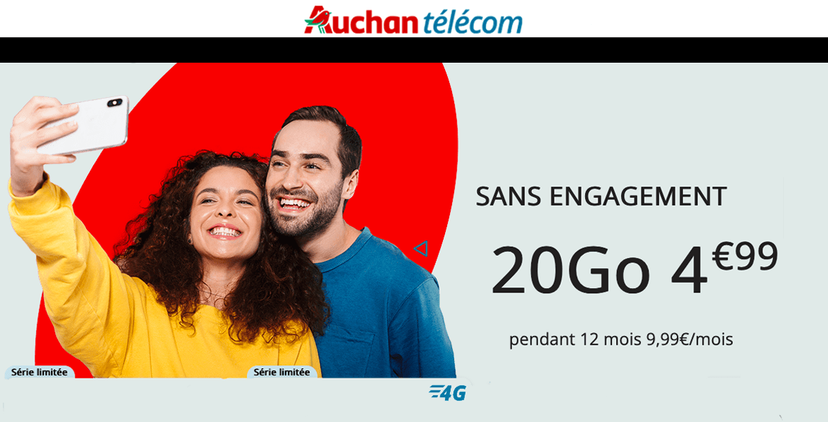 Le forfait mobile 20 Go d'Auchan Télécom en promo