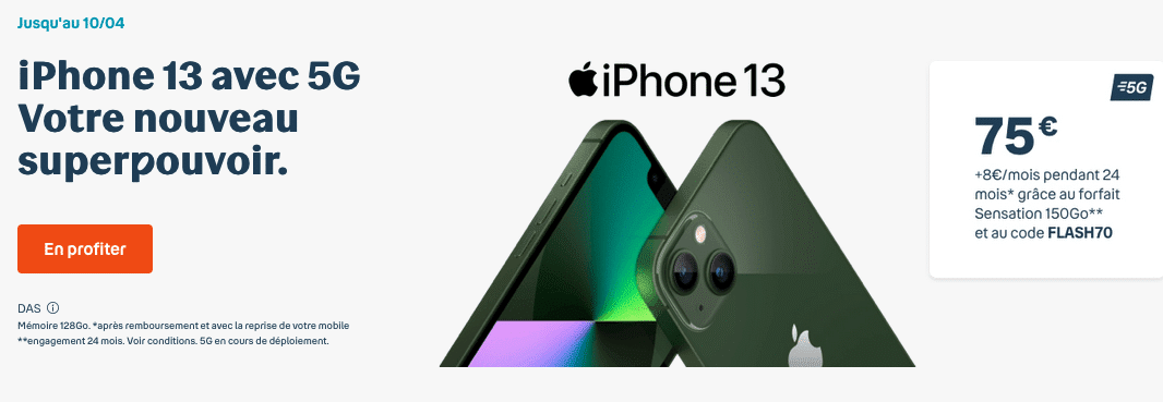 L'iPhone 13 vert à 75€