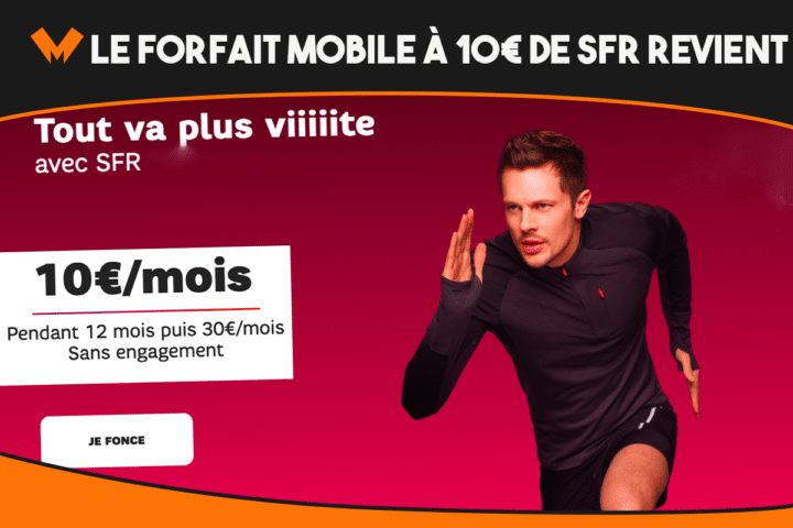 Le forfait mobile à 10€ de SFR propose 80 Go sans engagement