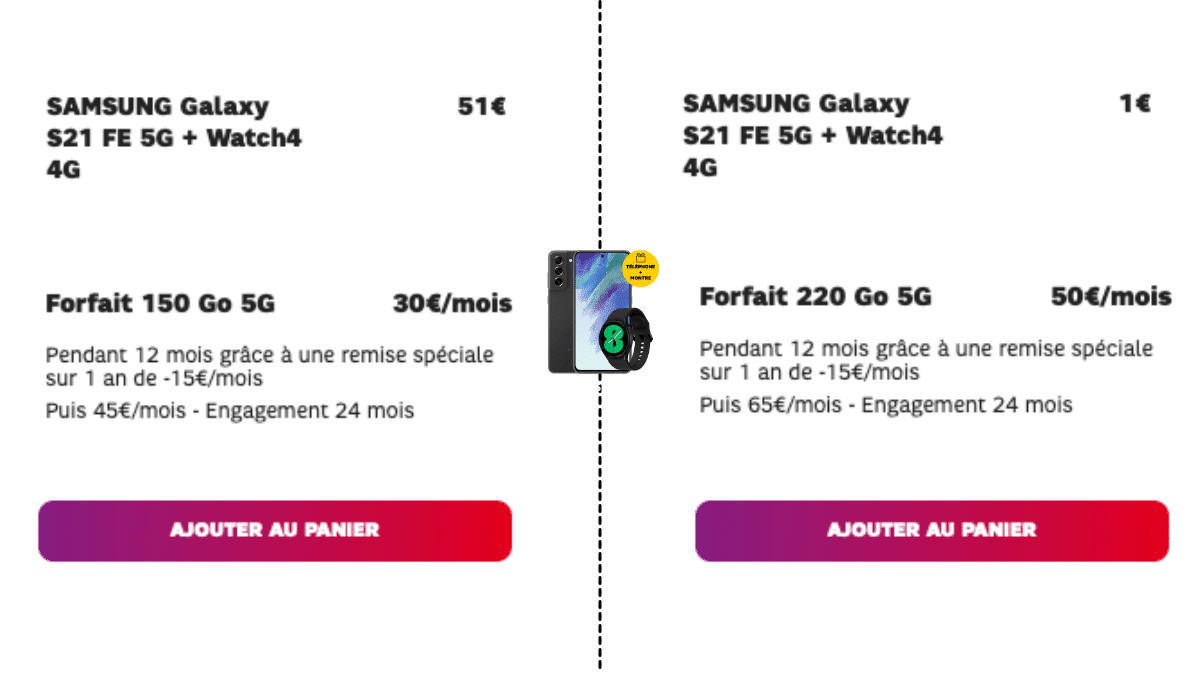Samsung Galaxy S21 + Watch4 et les forfaits mobiles correspondants
