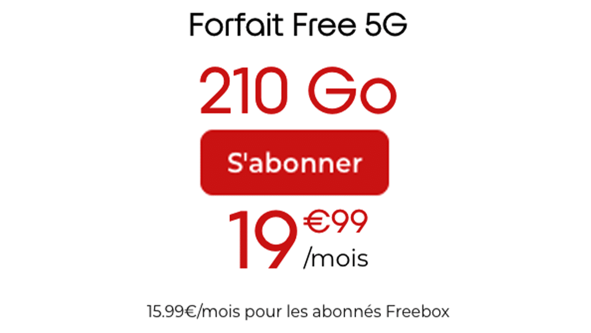Forfait mobile Free 5G en promo