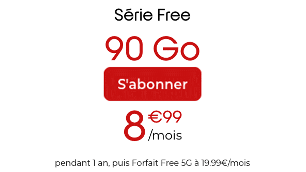 Forfait mobile Série Free 90 Go promo