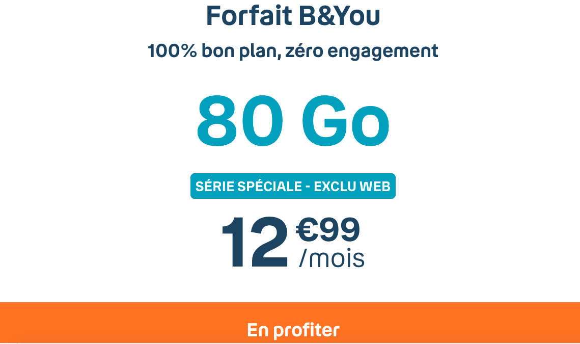 Le forfait mobile de B&You : 80 Go pour 12,99€