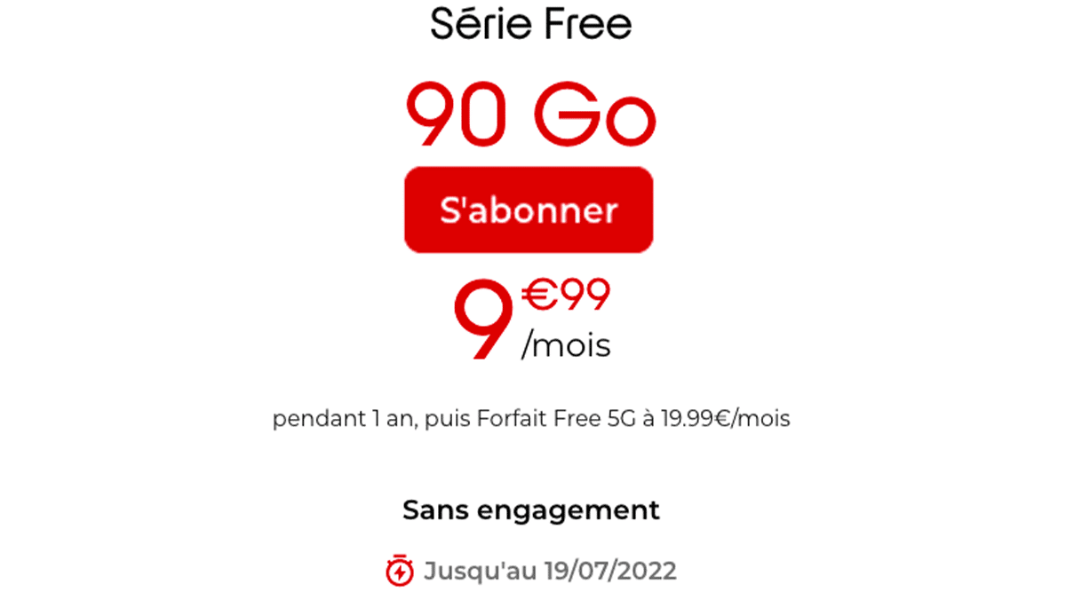 Forfait mobile Série Free 90 Go