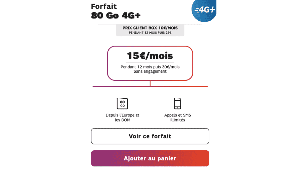 Forfaits mobiles 80 Go SFR promo