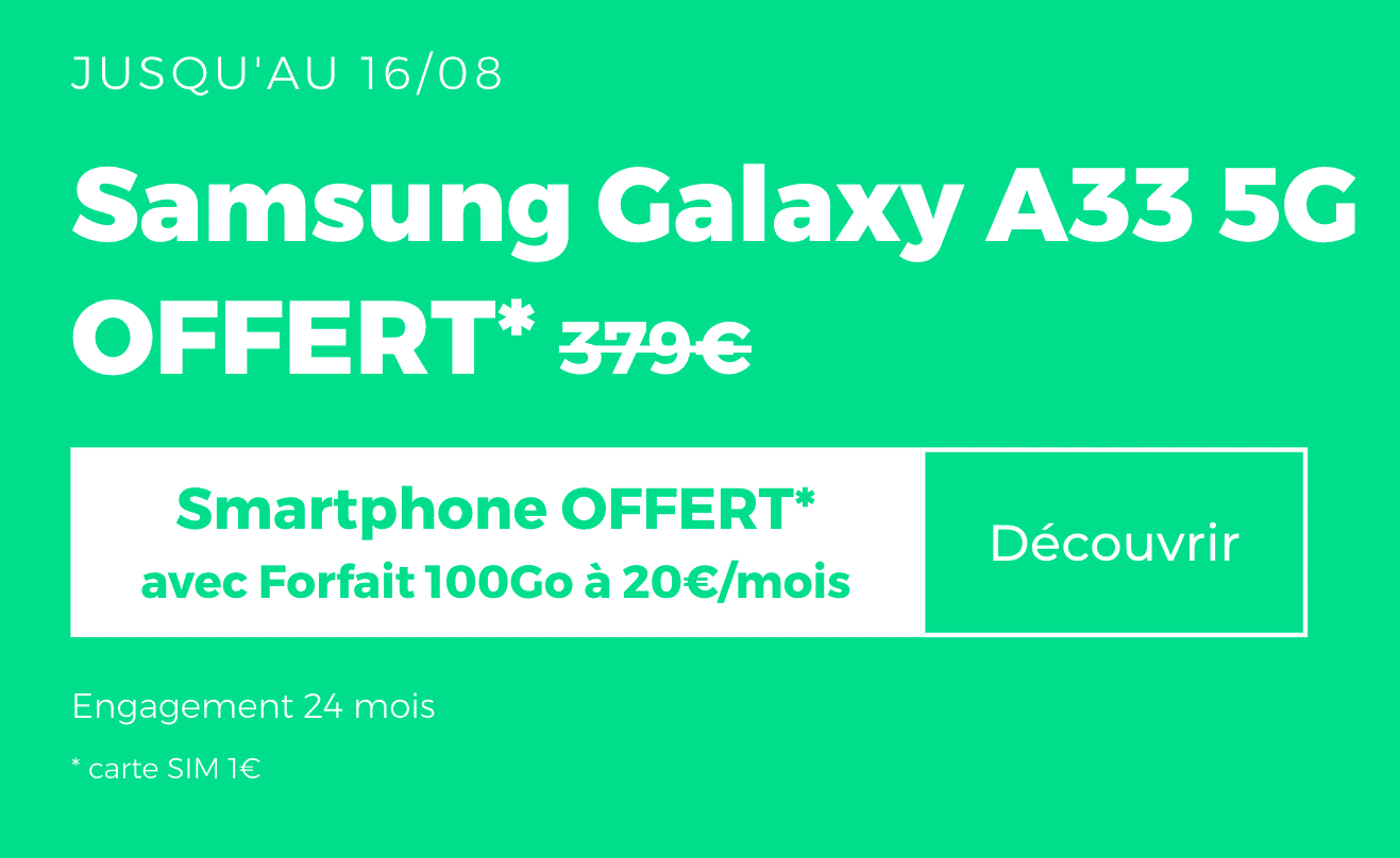 Samsung Galaxy A33 5G le forfait 100 Go