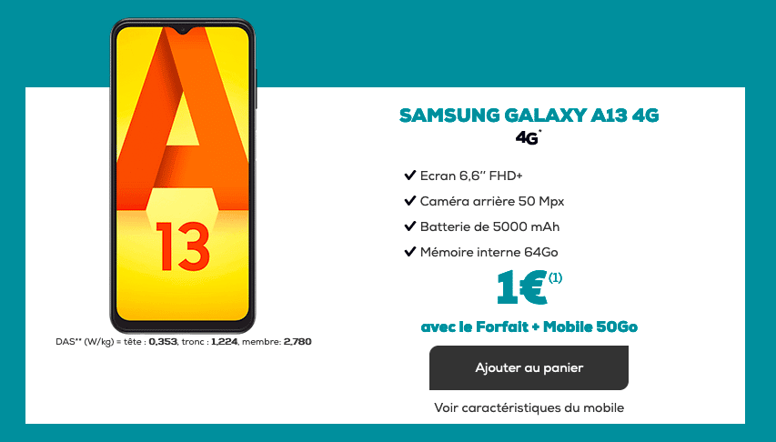 Samsung Galaxy A13 à 1€