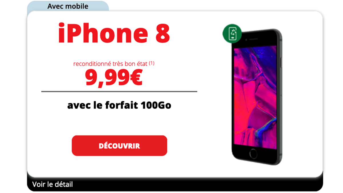 Promo iPhone 8 avec un forfait 100 Go d'Auchan télécom