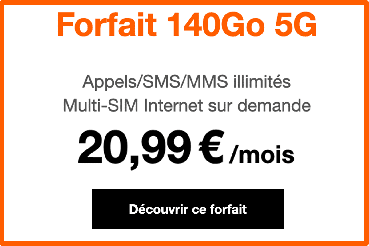 Forfait mobile 5G avec 140 Go