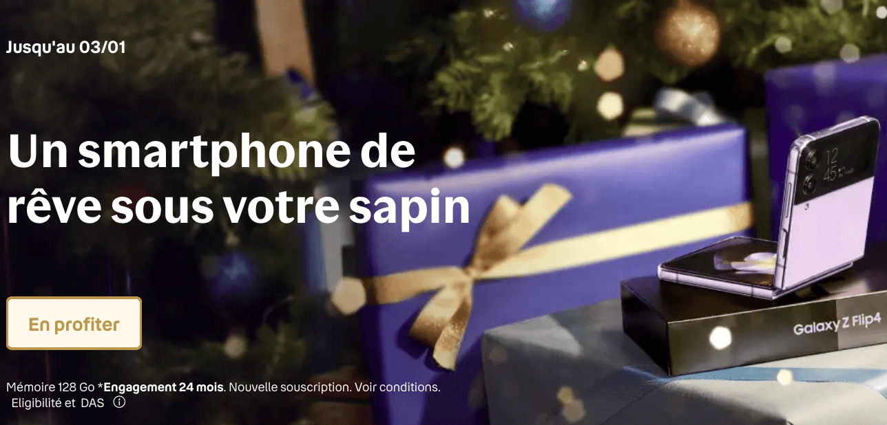 Samsung Galaxy Z Flip 4 pas cher au marché de Noël de Bouygues