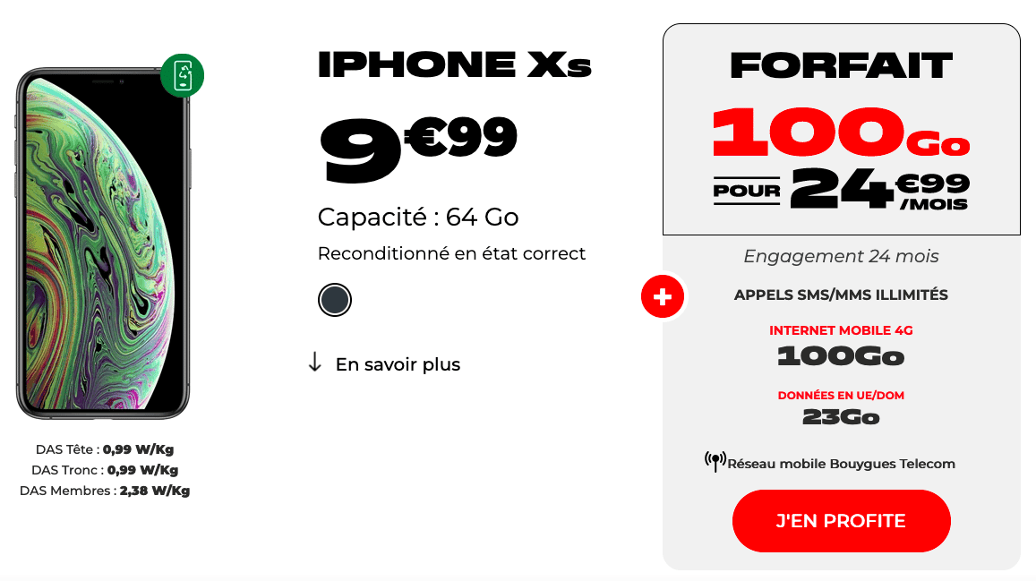 iPhone XS pas cher avec forfait
