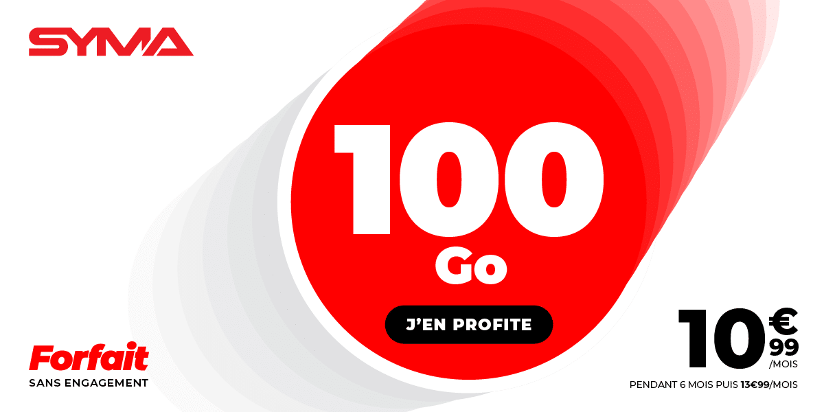 Forfait mobile 100 Go chez Syma