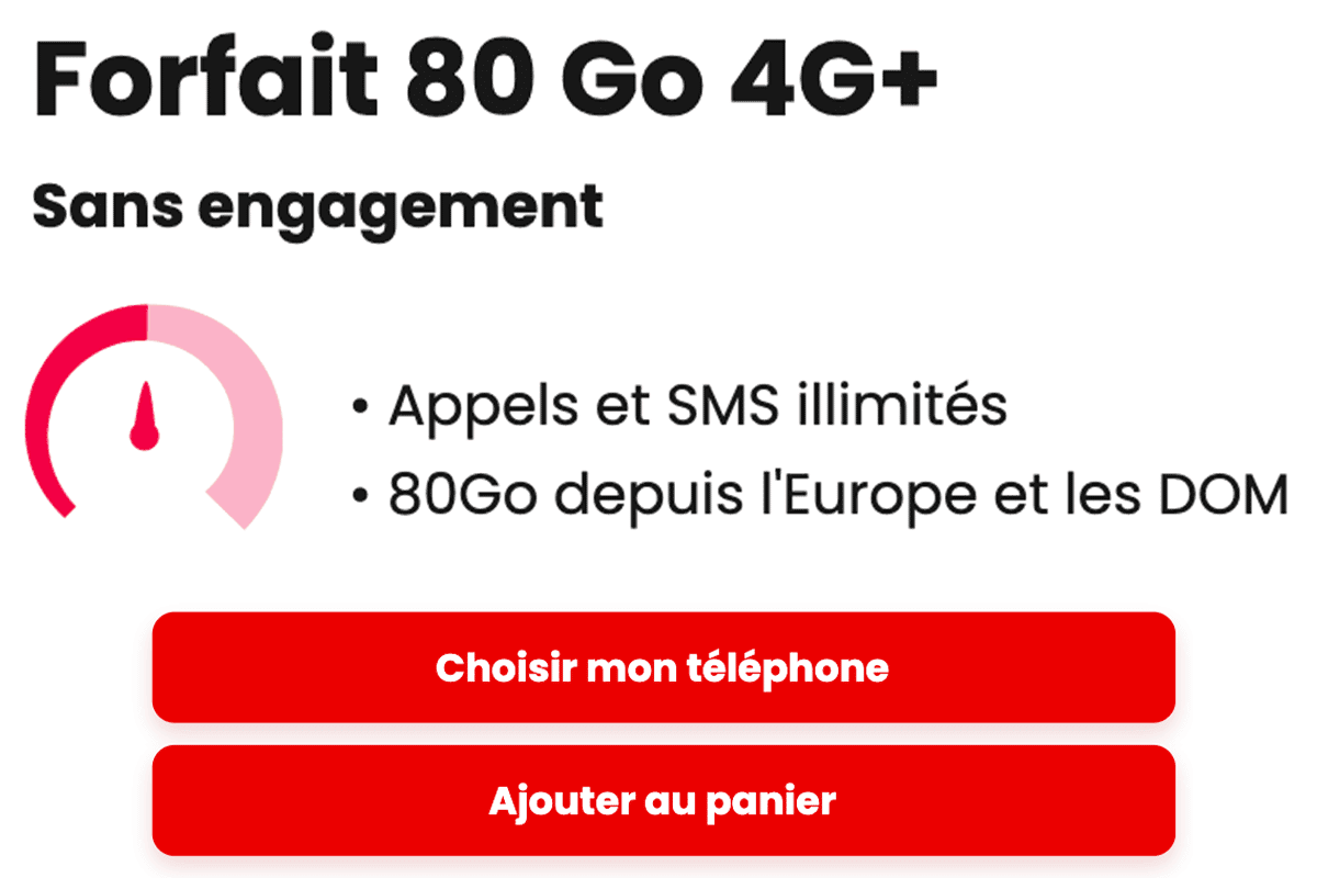 Forfait mobile SFR en promo 80 Go