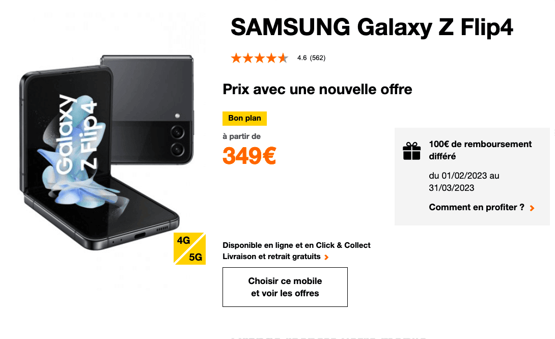 Samsung Galaxy Z Flip 4 cu portocaliu