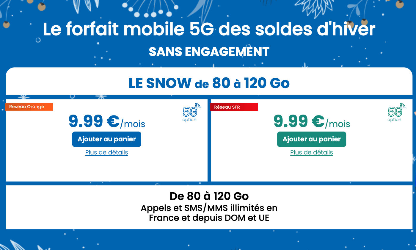 YouPrice le Snow forfait mobile sans engagement