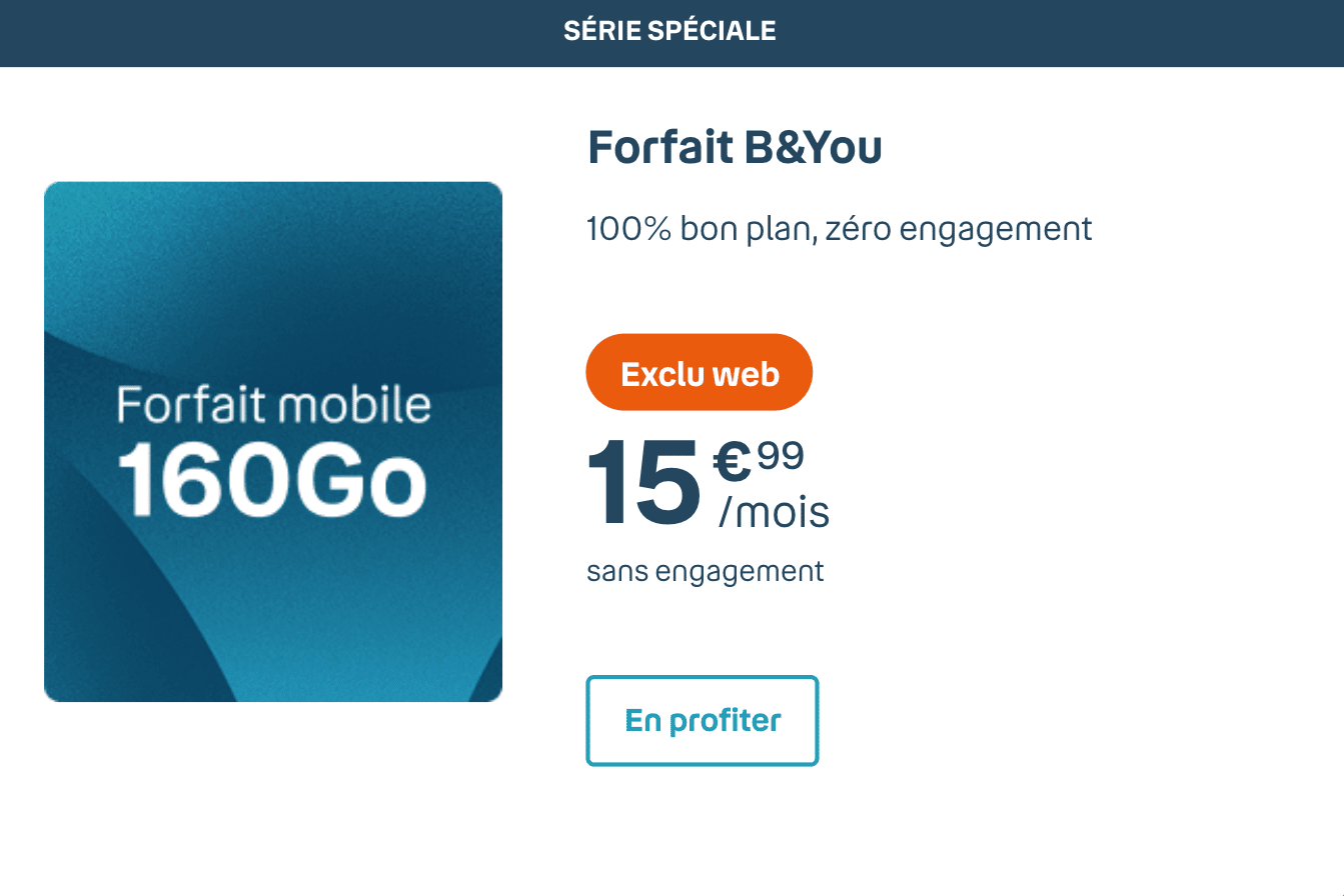 B&You forfait mobile 160 Go