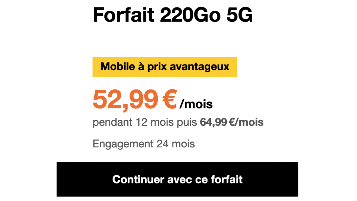 Forfait 5G chez Orange