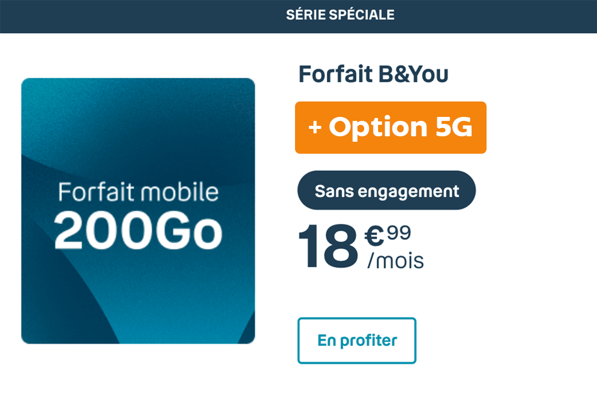 Forfait mobile B&You avec option 5G