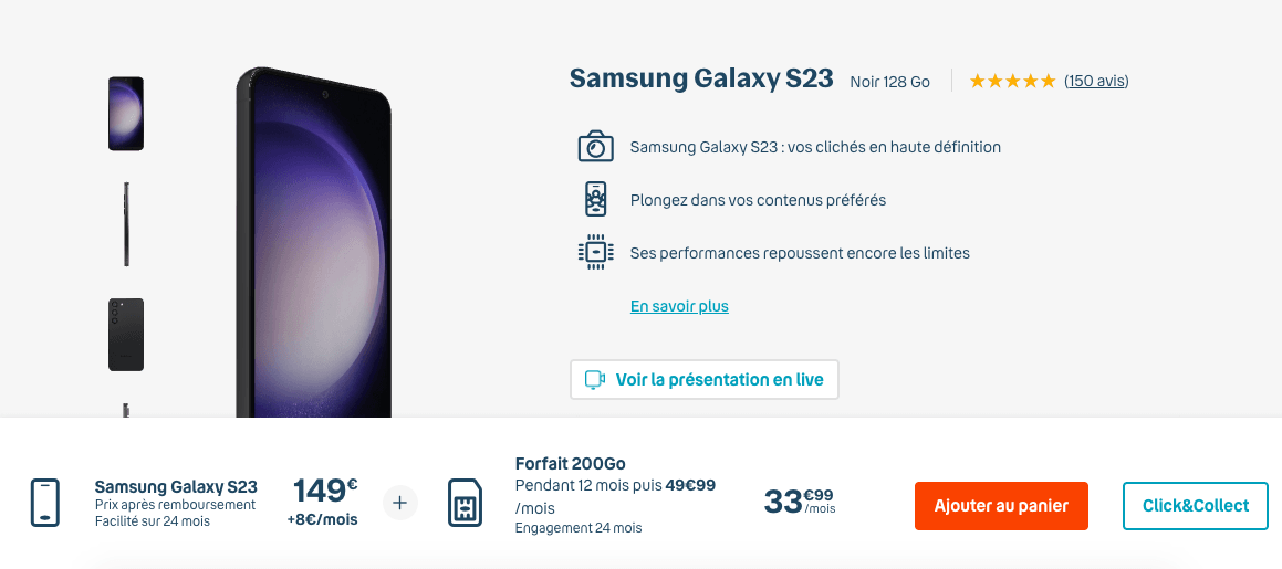 Galaxy S23 pas cher offre Bouygues