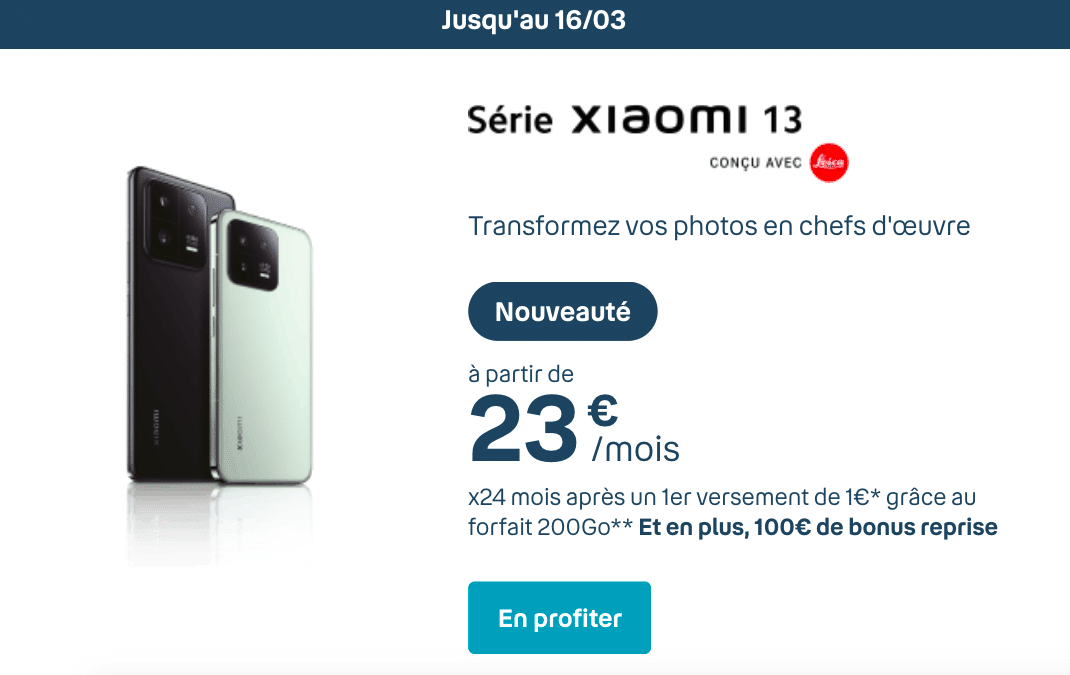 Xiaomi 13 à 1€ Bouygues Telecom