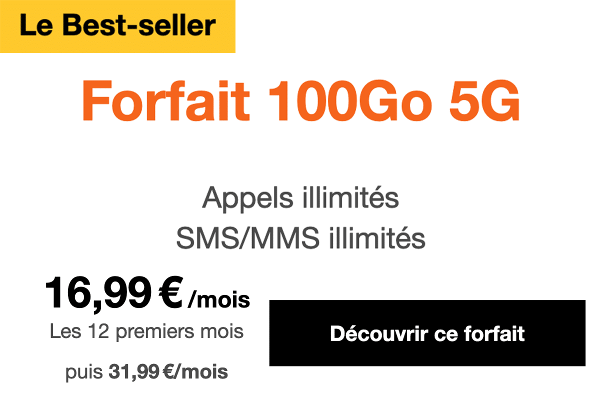 Réseau Orange forfait mobile 100 Go