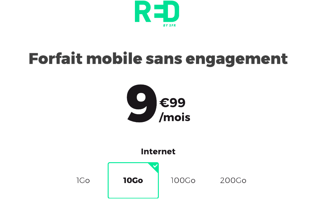 Forfait sans engagement RED by SFR 10 Go