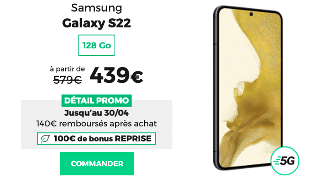 Samsung Galaxy S22 avec forfait RED by SFR