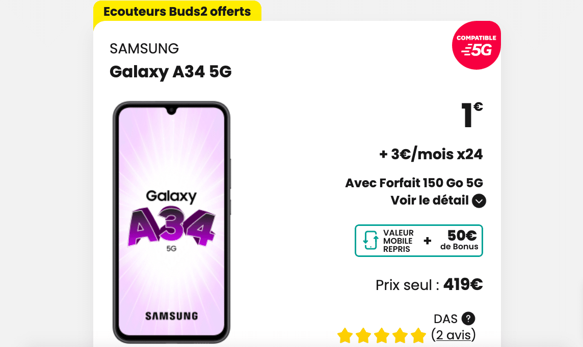 SFR Samsung A34 5G