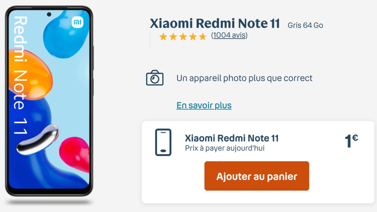 Xiaomi Redmi Note 11 à 1€