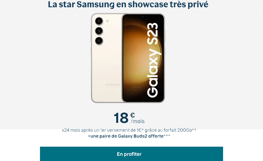 Samsung Galaxy S23 avec forfait Bouygues Telecom