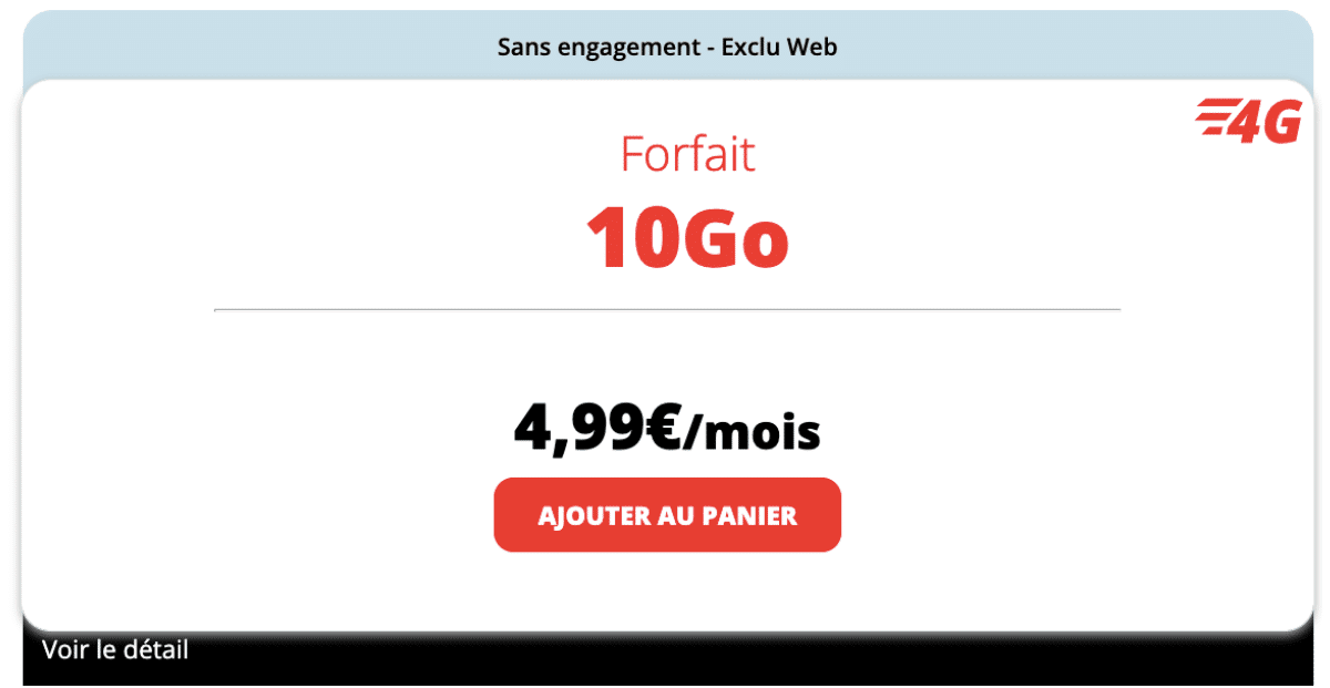 Forfait Auchan Telecom 10 Go
