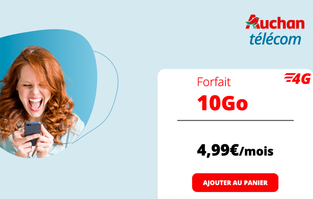 Forfait mobile sans engagement Auchan 10 Go