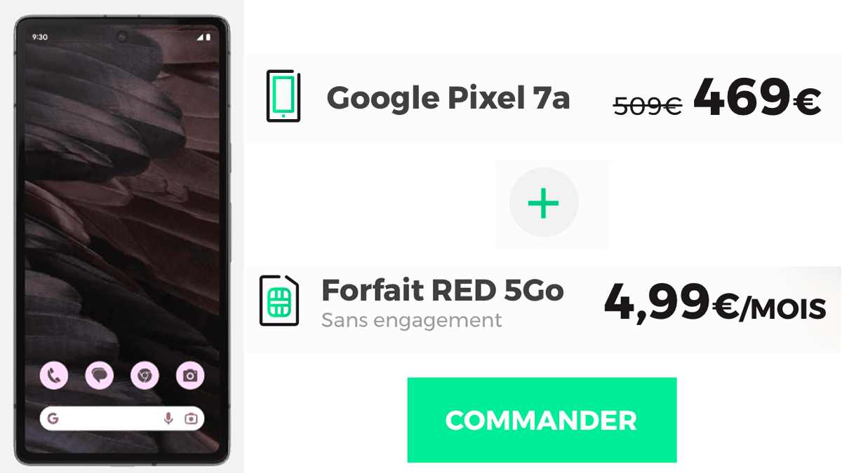 Nouveau : Google Pixel 7a en promo RED by SFR jusqu'à -140€