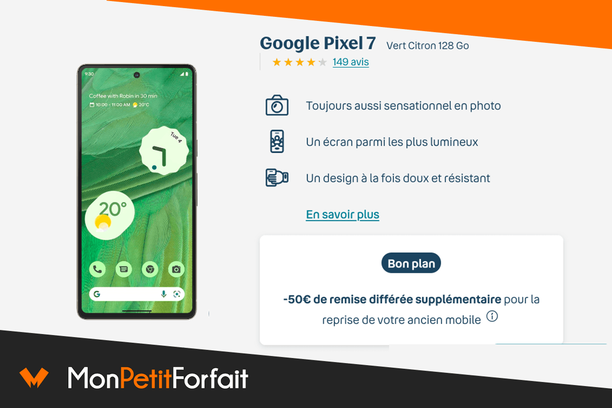 Le Google Pixel 7 pas cher avec un forfait 5G : 50€ de remise