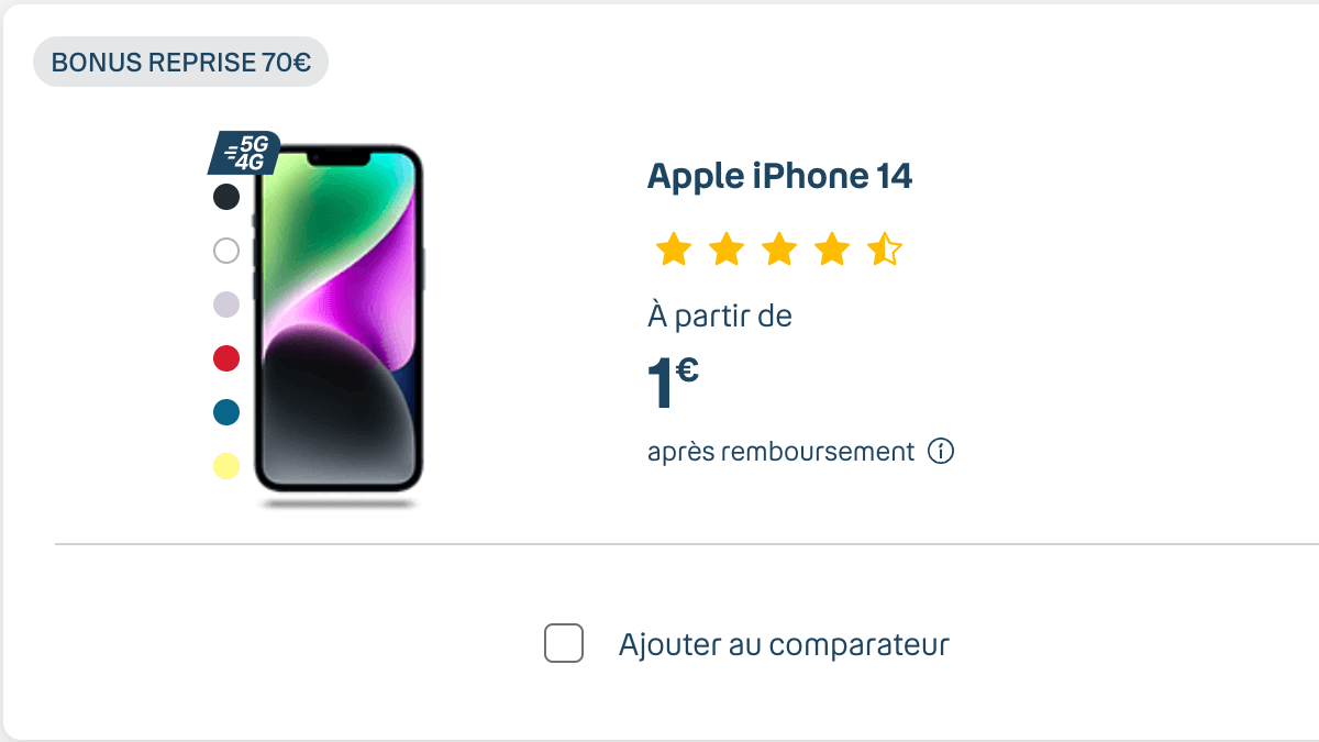 Promo iPhone 14 à 1€