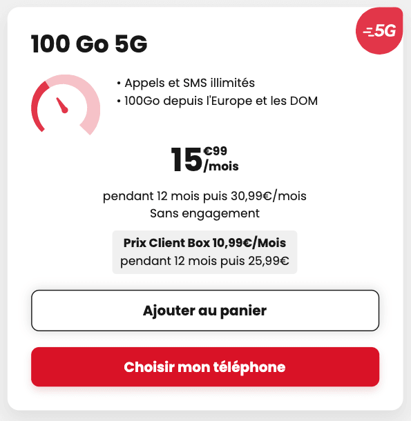 SFR 100 Go forfait 5G