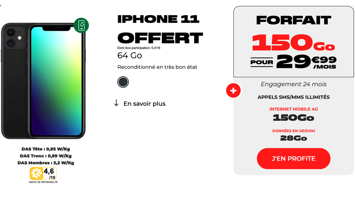 Forfait en promo avec un iPhone 11 gratuit chez NRJ