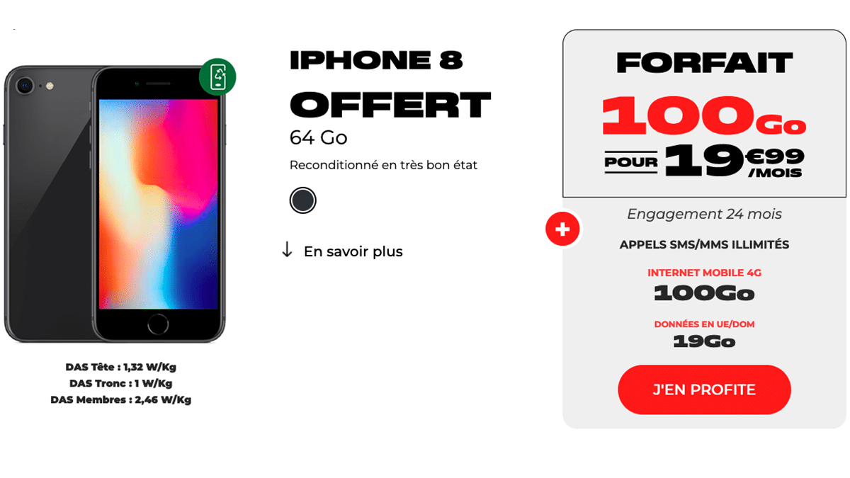 Forfait en promo avec iPhone 8 offert chez NRJ Mobile