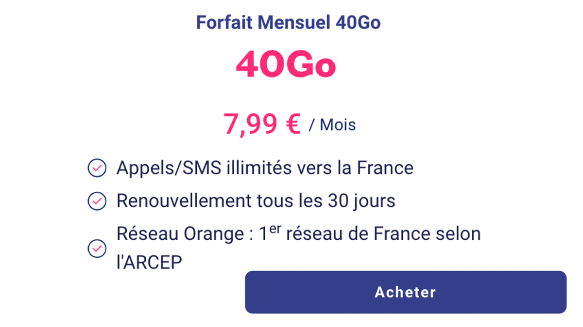 40 Go forfait téléphone pas cher