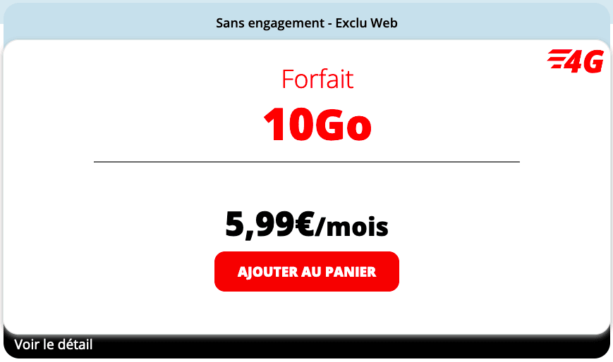Souscrire le forfait 10 Go à 5,99€ d'Auchan Telecom.