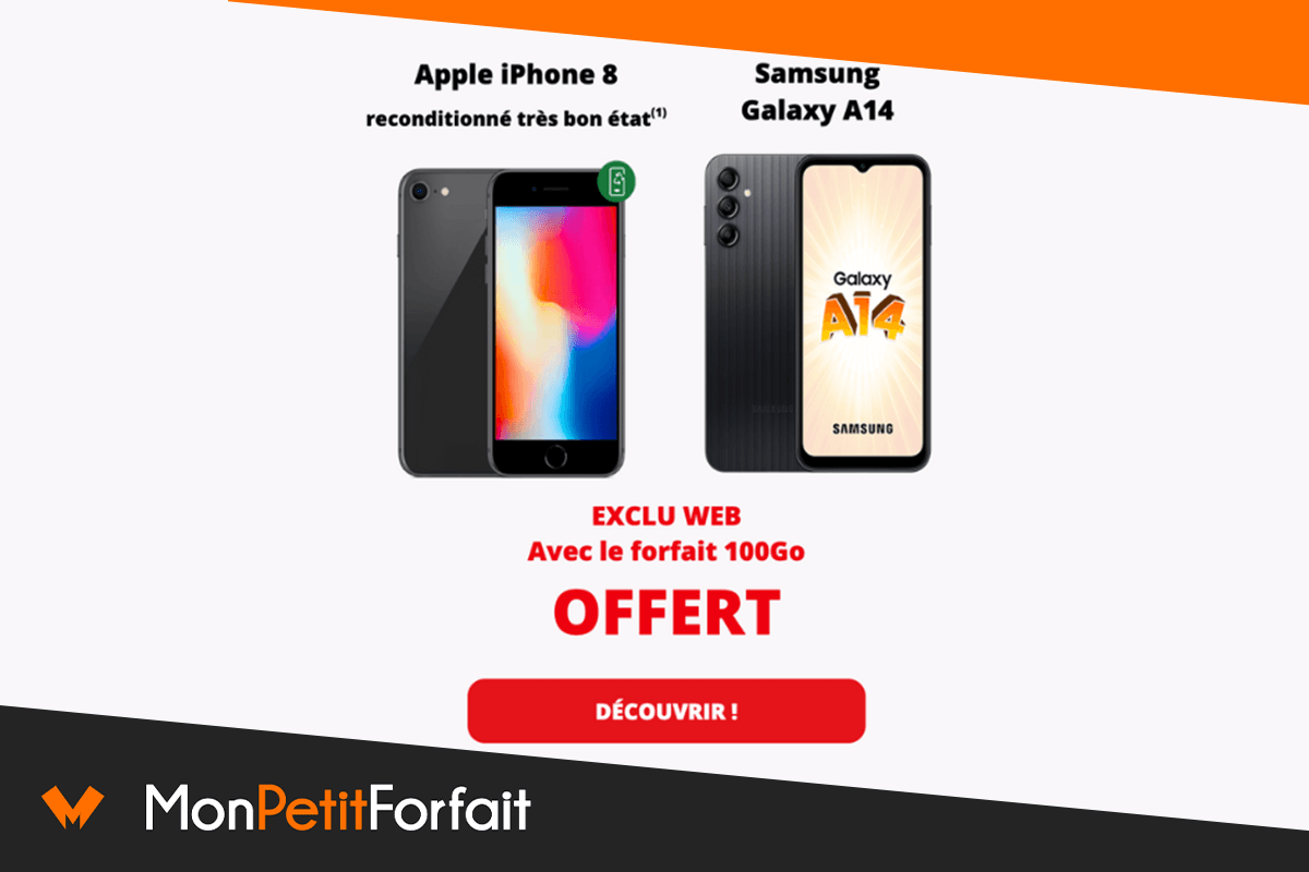 L'iPhone 8 ou le Galaxy A14 à 0€ avec un forfait 100 Go d'Auchan — free download
