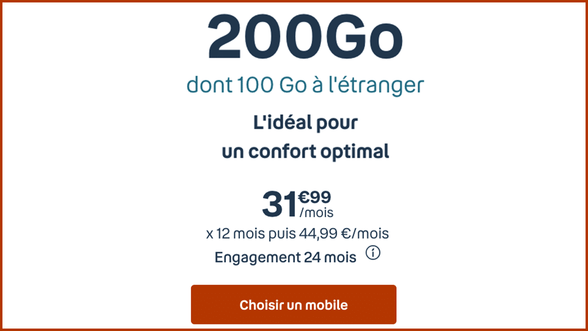 Forfait mobile 200 Go