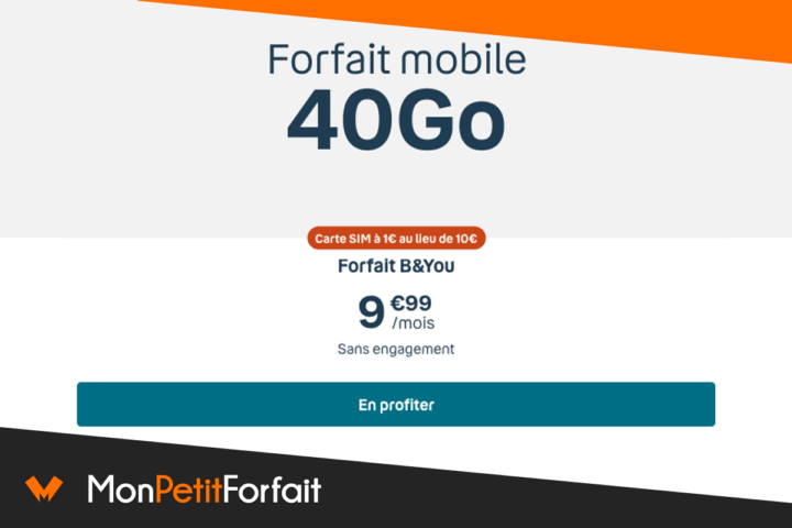 Forfait mobile promo de B&You 40 Go