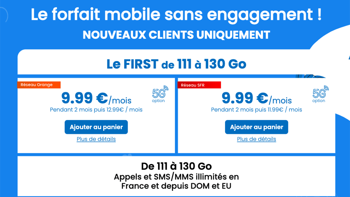 YouPrice forfait mobile First 111 Go