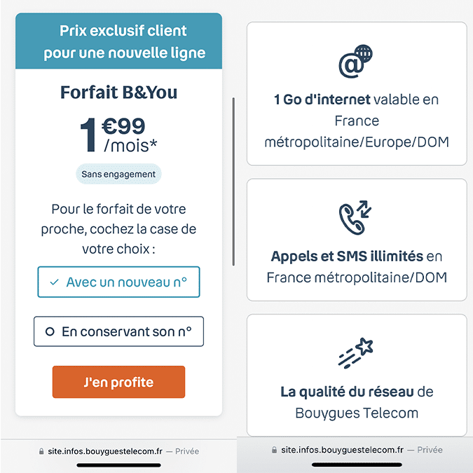 B&You forfait mobile pour clients Bouygues
