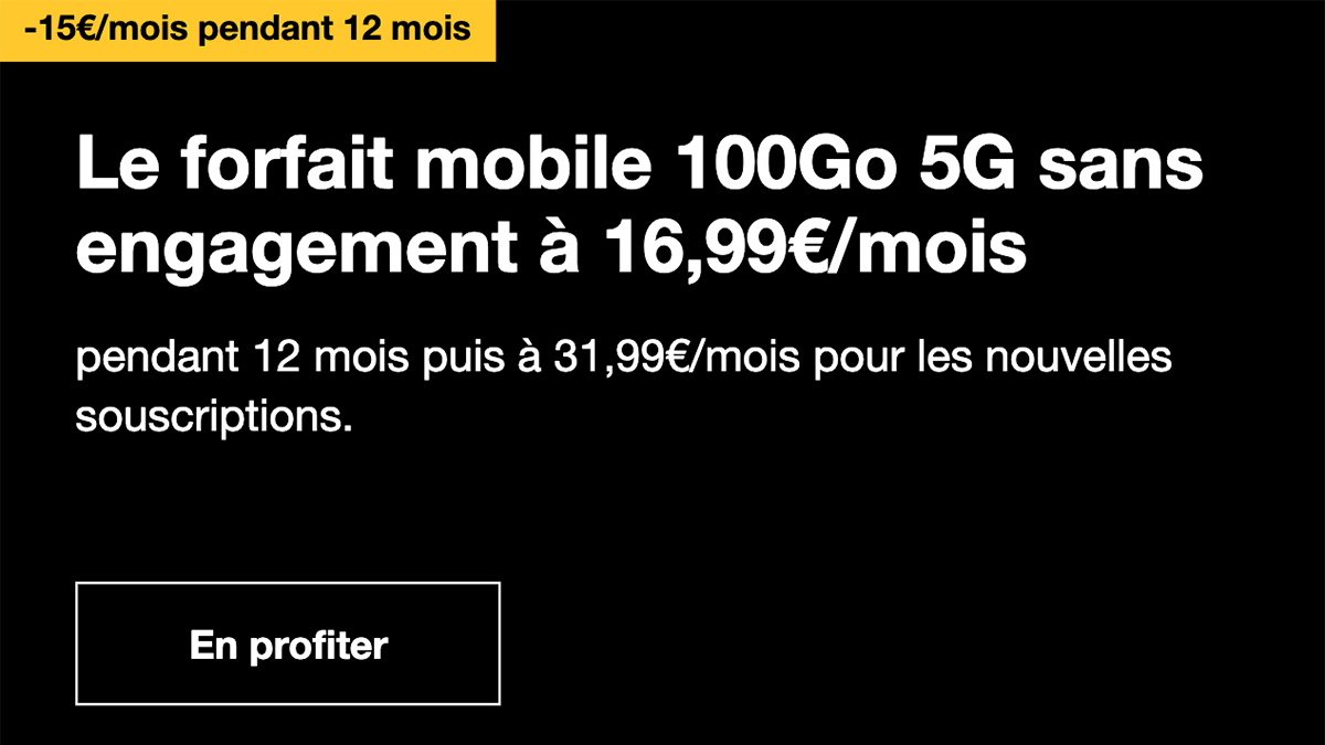 Forfait mobile 5G 100 Go Orange